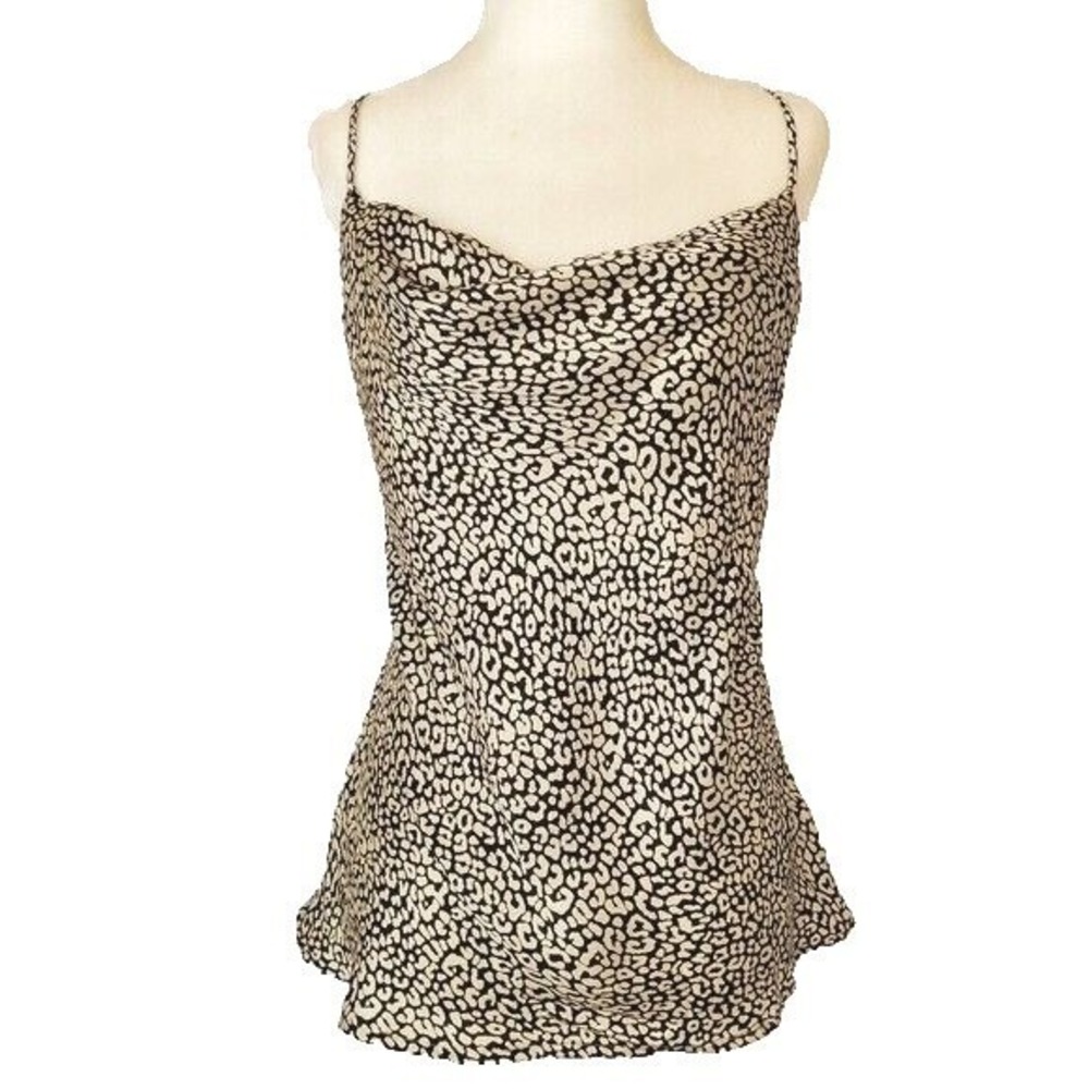 Bardot Cami Top Women Leopard Animal Print Black White Cowl Neck Bold Edgy Boho
